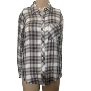Rails White and Brown Plaid Shirt